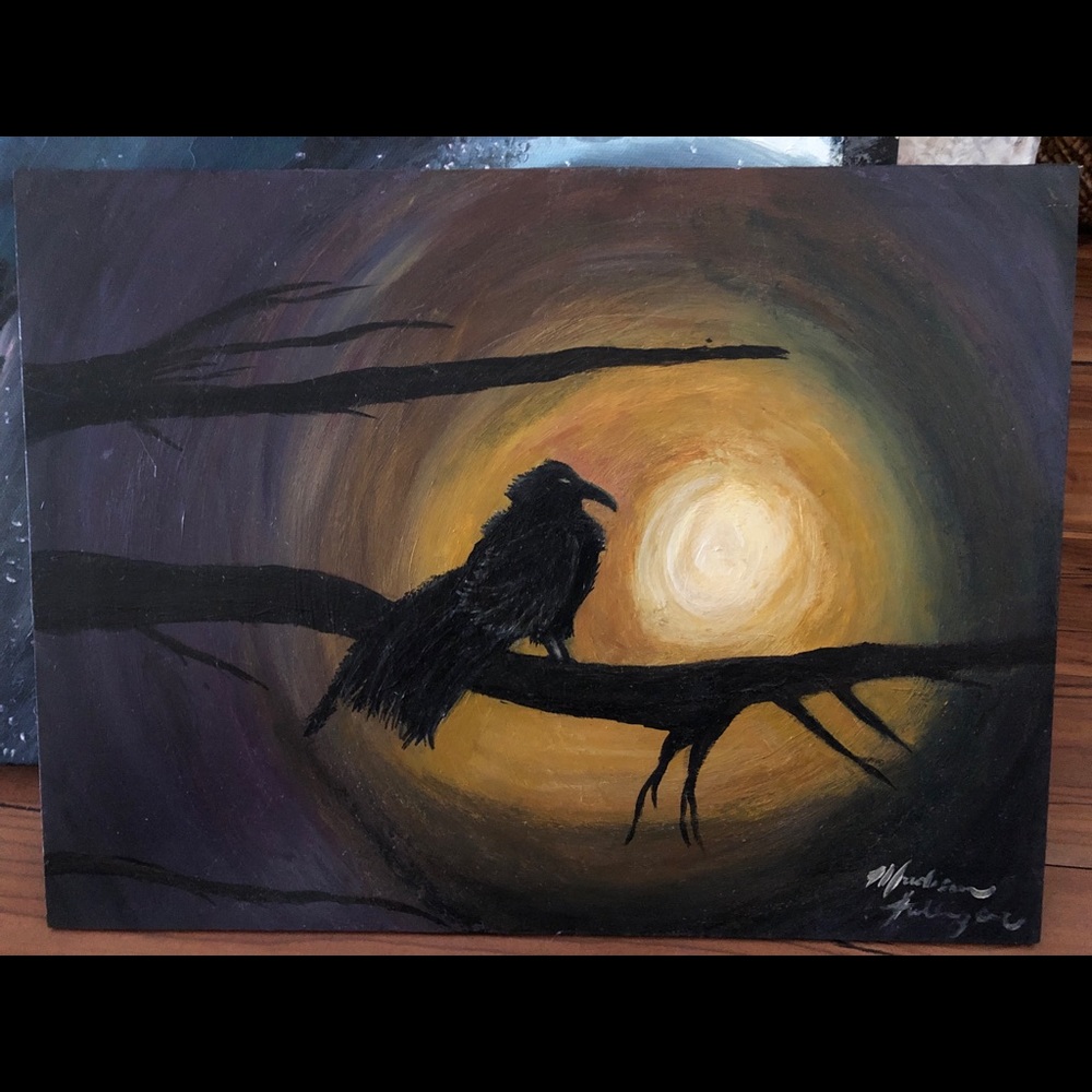 Acrylic Raven Painting